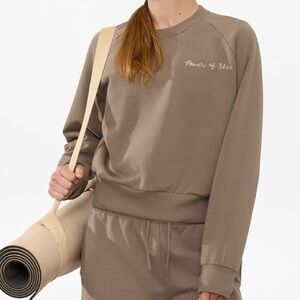Athleta Brown Power Of She Crewneck Sweatshirt XL